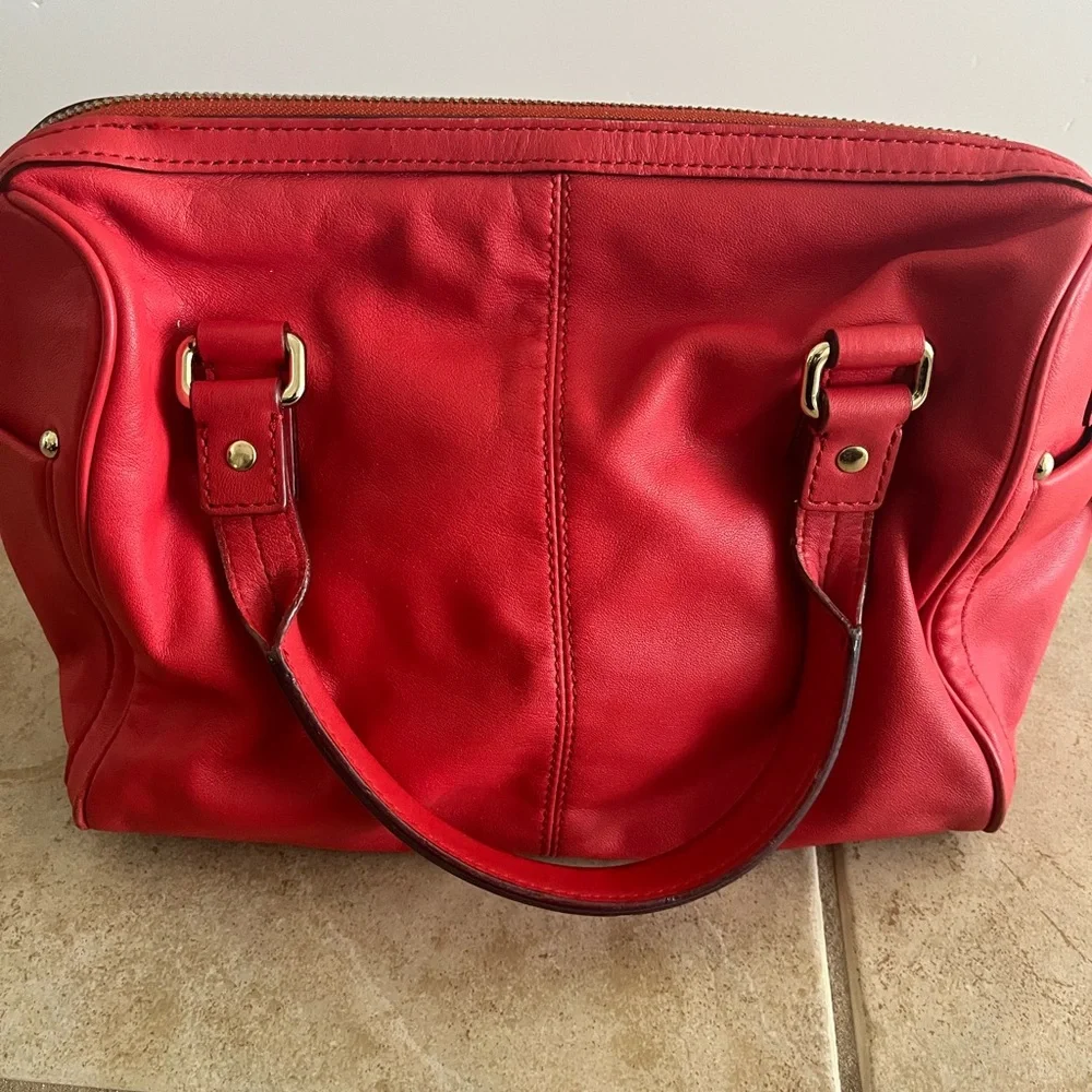 RARE Vintage Kate Spade SOFT RED LEATHER NY Shoulder Bag Tote Satchel 2000’s